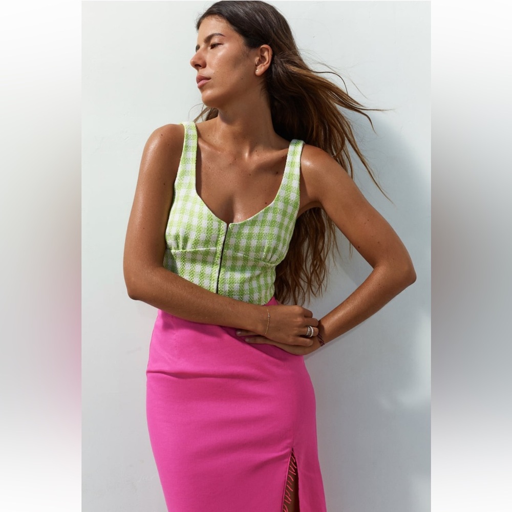 NWT! Sold out! Zara structured checkered corset, size M